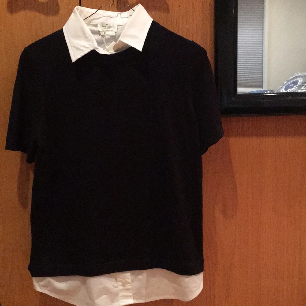 KATE SPADE NWT shirttail sweater. Black &white